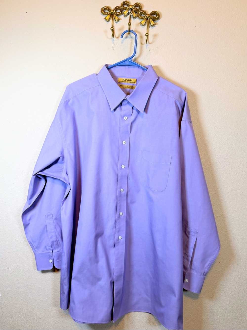 Roundtree & Yorke Gold Label Lavender Long-Sleeve Dress Shirt. Size 18.5